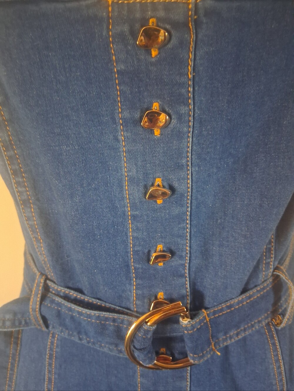 Jason Wu Sleeveless Denim Midi Dress with Belt - Blue Size 4 P2P 18 - Picture 4 of 10